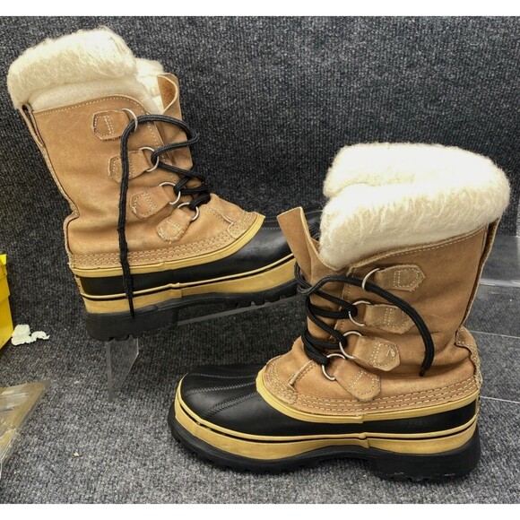Sorel Caribou Boots Womens Size 6 Brown Black Wool Lined Natural Rubber Snow - Picture 11 of 13